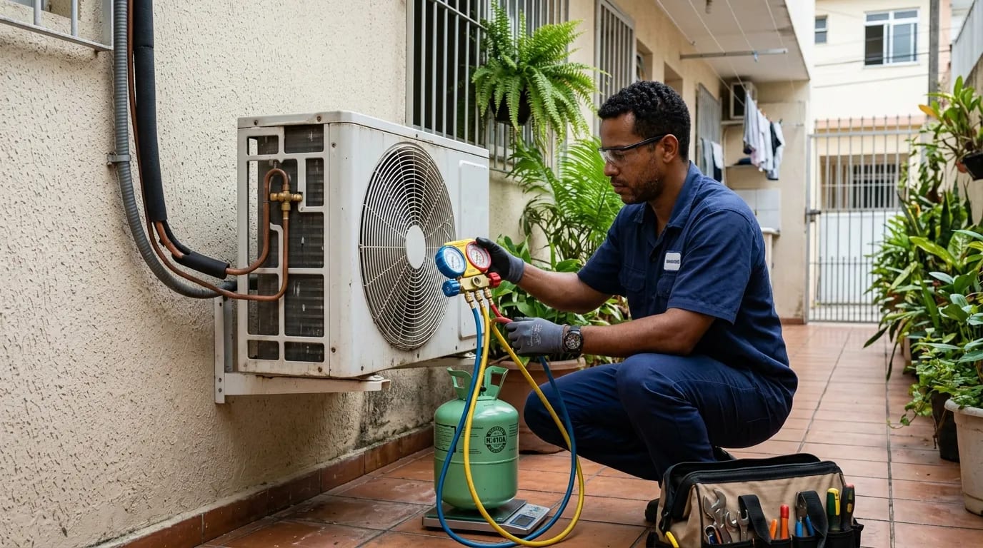 Instalação da condensadora em João Pessoa‑PB